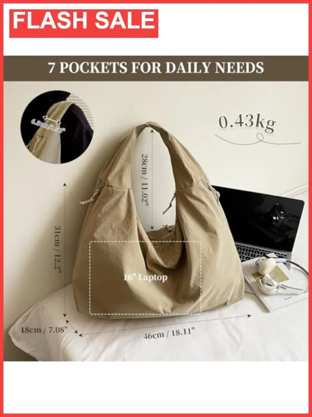 Slouchy Nylon Hobo Bag Large Tote Shoulder Bag Travel Gym Beach Weekend